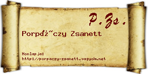 Porpáczy Zsanett névjegykártya